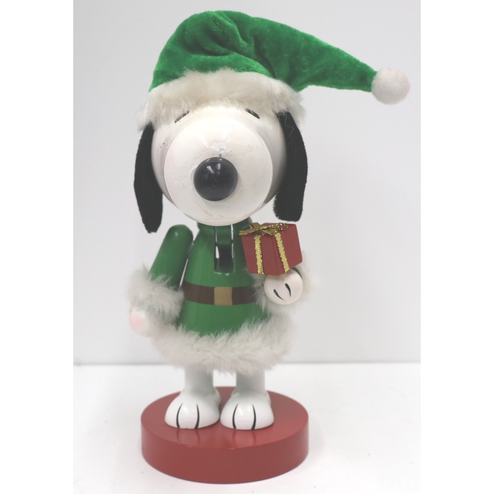 Peanuts Snoopy Nutcracker Elf Christmas Decor 8" Green Red 2016 Good Condition